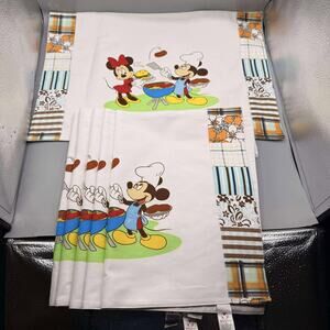 VINTAGE Walt Disney Mickey Minnie Mouse BBQ Kitchen Placemat 100% Cotton Lot 6